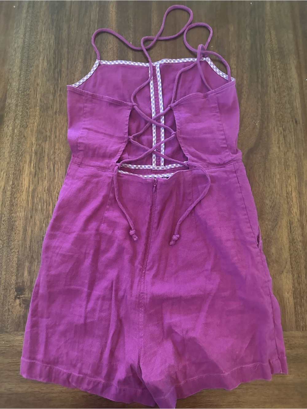 Anthropologie Maeve purple tie back mini romper spaghetti straps and tie back - Picture 4 of 11